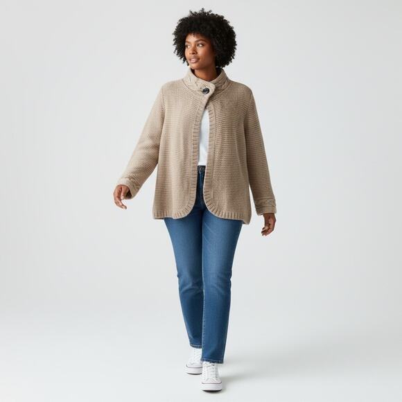 Zara Sweaters - Zara Tan Alpaca Blend Knit Cardigan Collared‎ Button Front Size M